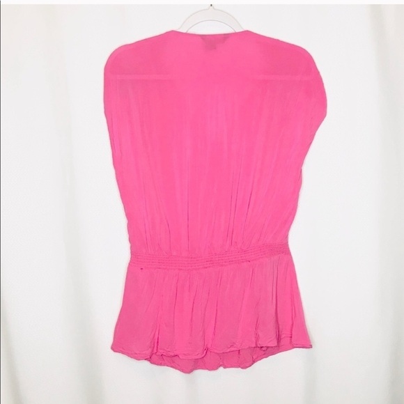🌷Banana Republic Hot Pink Tie Shoulder Wrap Top - Picture 5 of 10